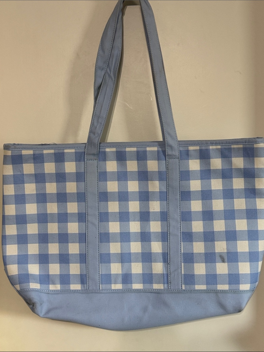 Stoney Clover Lane Light Blue and White Gingham Tote